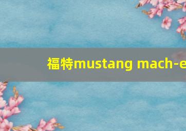 福特mustang mach-e